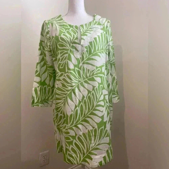 Kate Spade New York NWT Woman’s Chantal Green White Linen Blend Tunic Size XL - Picture 2 of 7